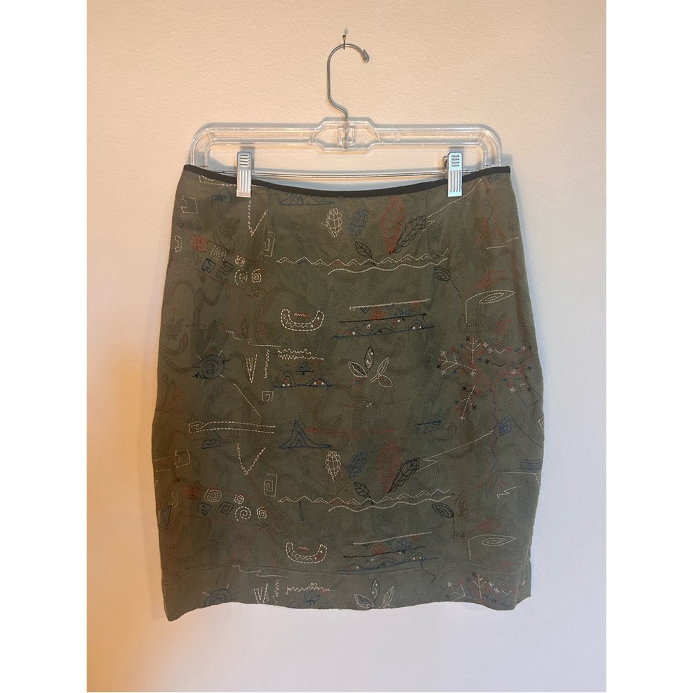 Anthropologie Meadow Rue embroidered Jacquard lined pencil skirt
